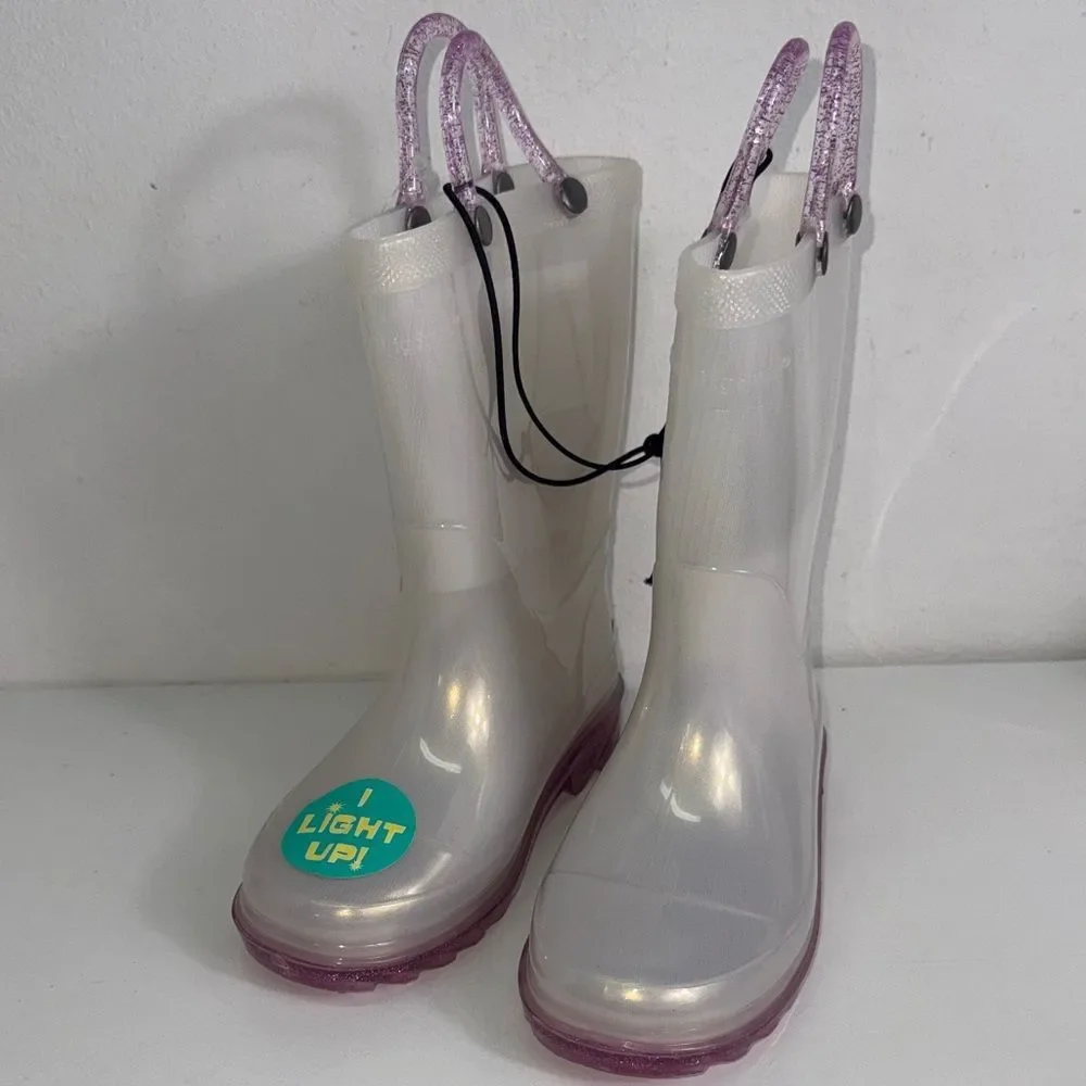 Western Chief Light-Up Kids Rain Boots - White and Purple. NWT